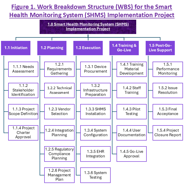 Work Breakdown Structure for SHMS implementation