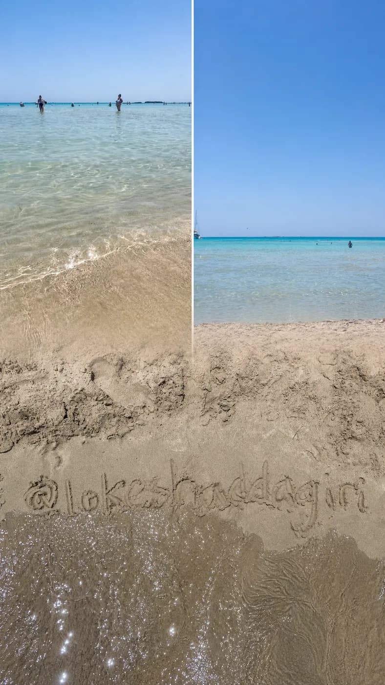 Clear shallow water and pale sand on a Crete beach