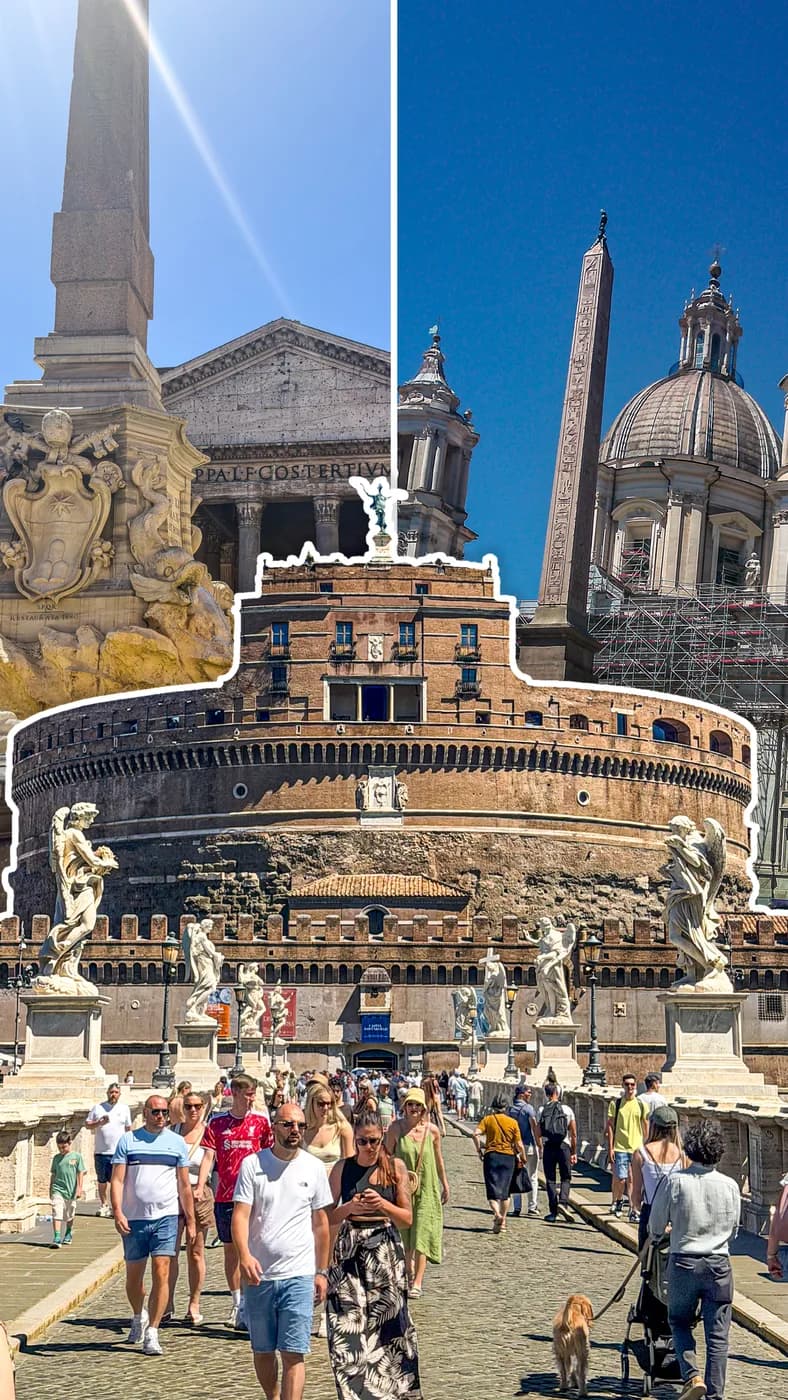 The Pantheon, Piazza Navona, and Castel Sant'Angelo in Rome