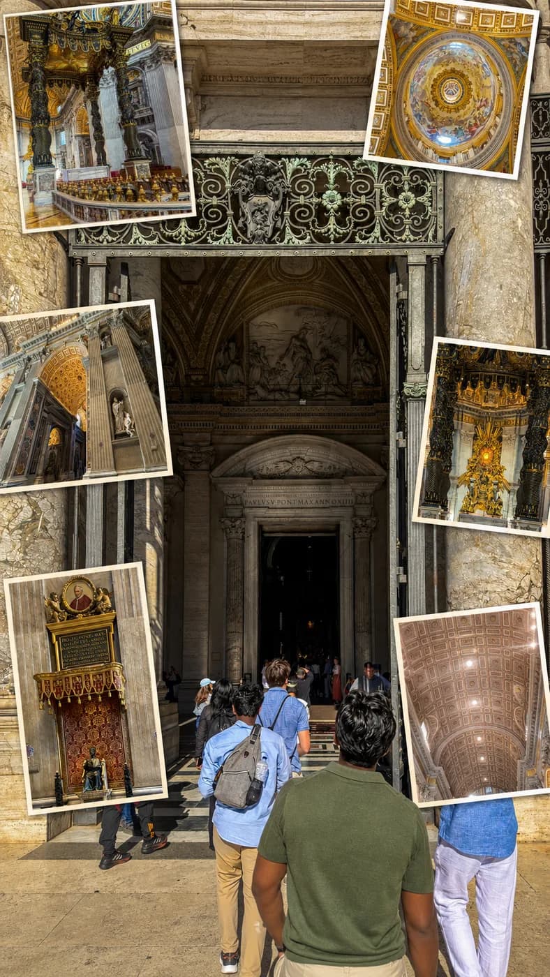Interior of St. Peter's Basilica including the baldachin and the dome